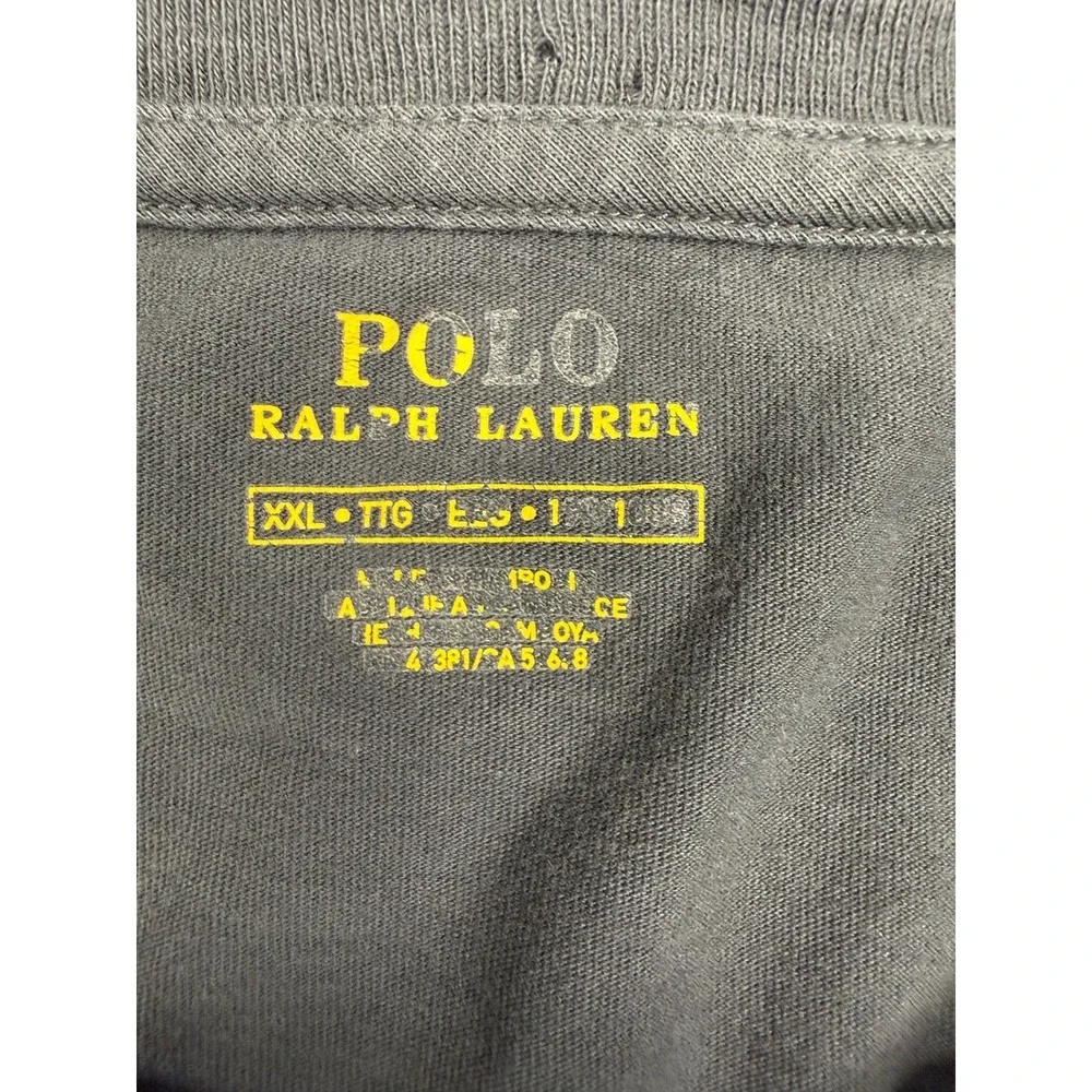 Polo Ralph Lauren Mens V-Neck T-Shirt XXL Gray Short Sleeve Pony Logo Cotton